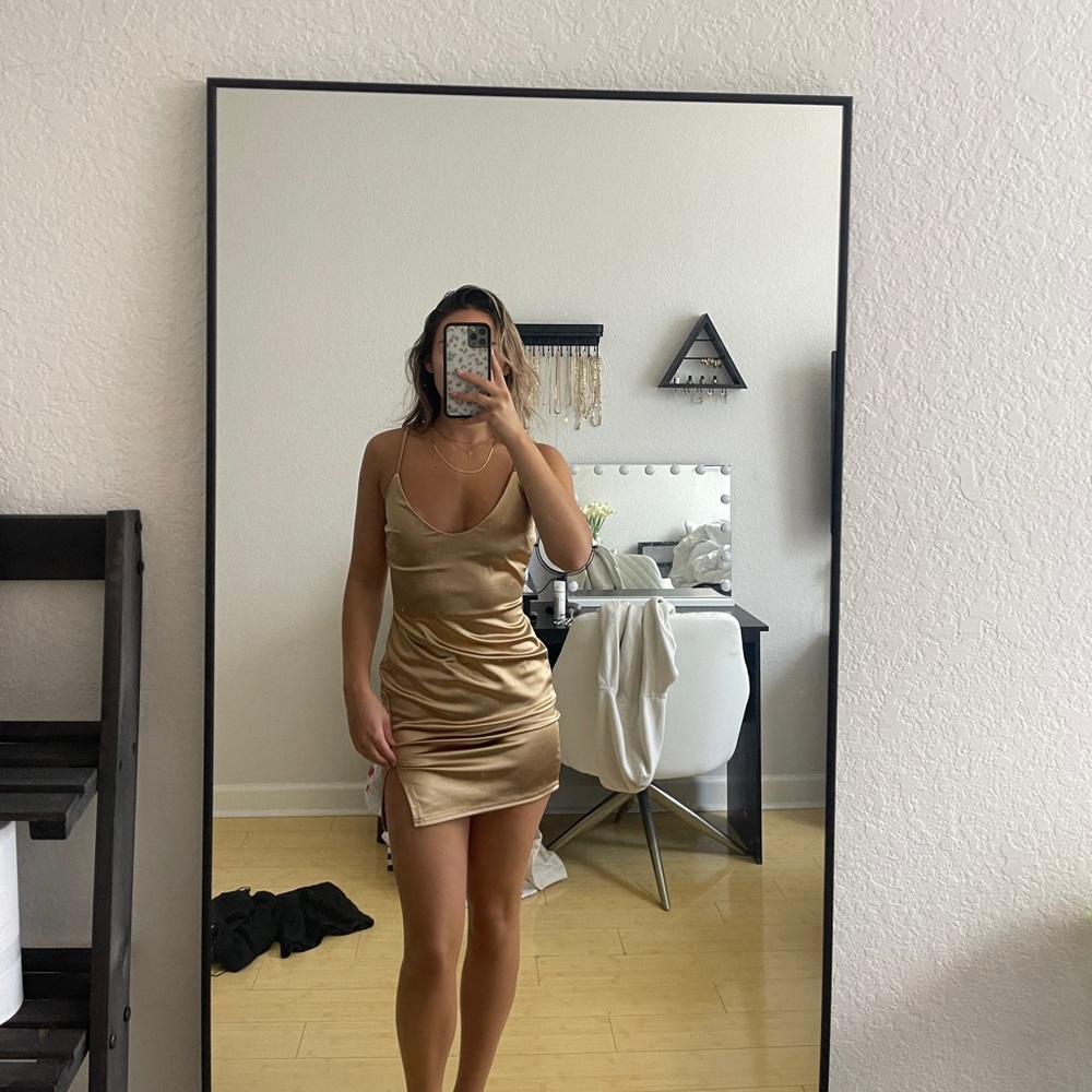 gold mini dress